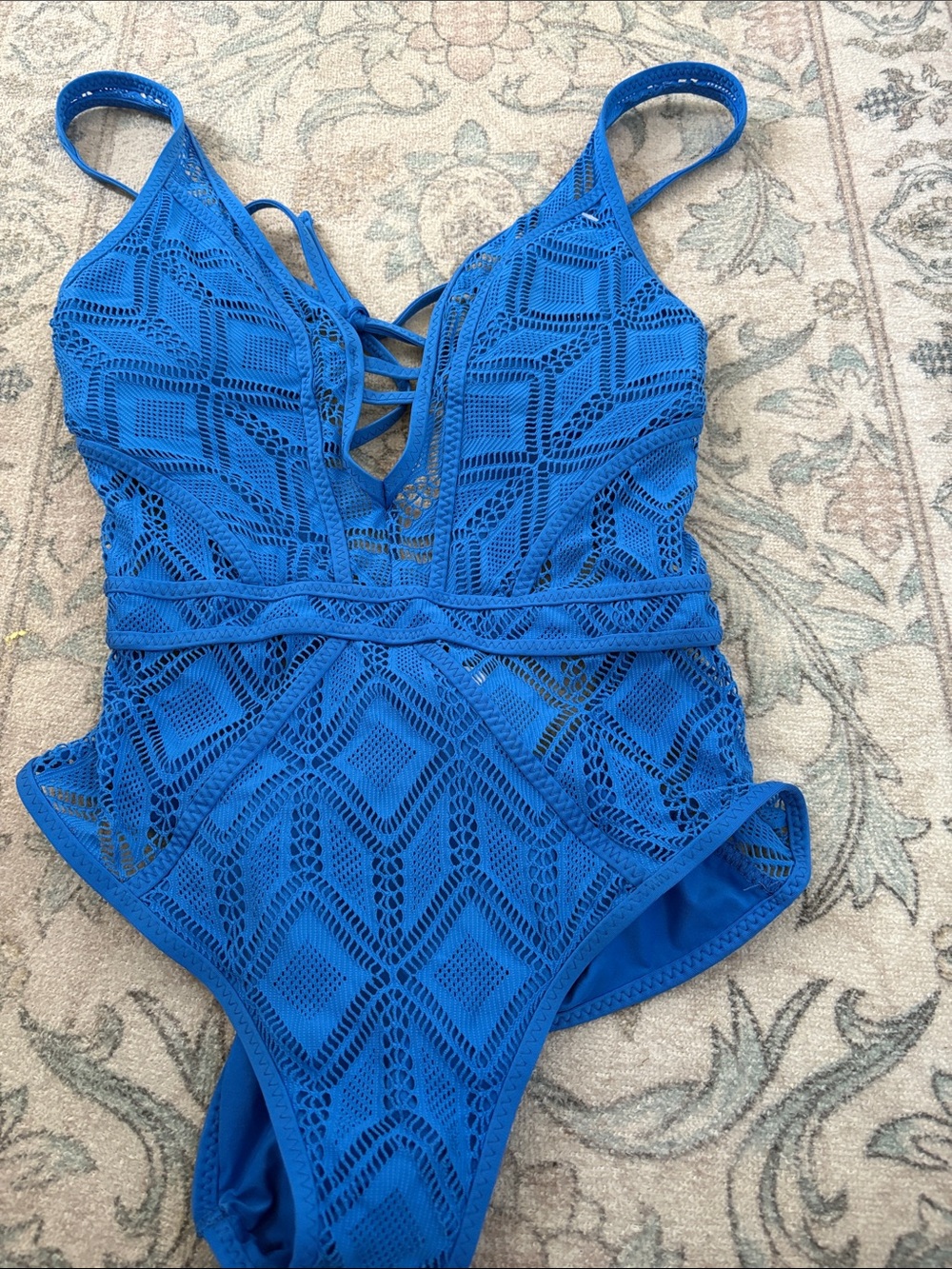 BECCA Blue Lace One Piece Swimsuit